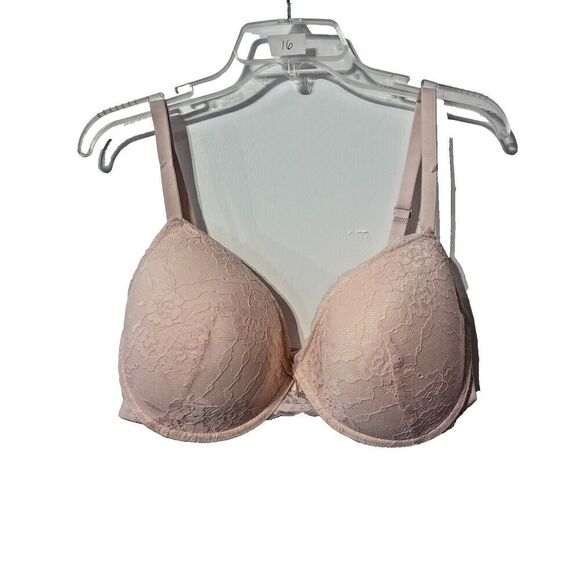 NEW Laura Ashley Women's Plunge Lace Bra 42D Blush Pink Comfort Padded Underwire - Picture 1 of 3